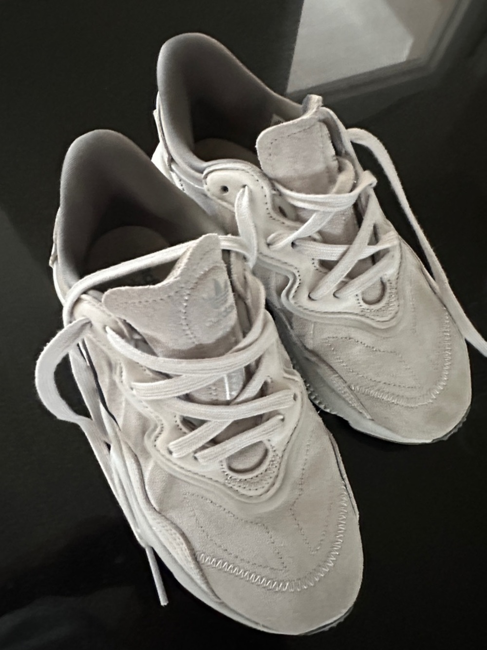adidas Women's Light Gray Suede Athletic Sneakers
